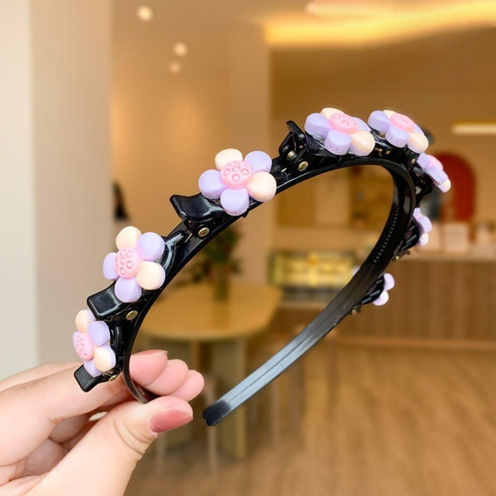 Korean Double Bangs Hairpin Hairband Colorful Flower Kids Teeth Headband Hair Accessories