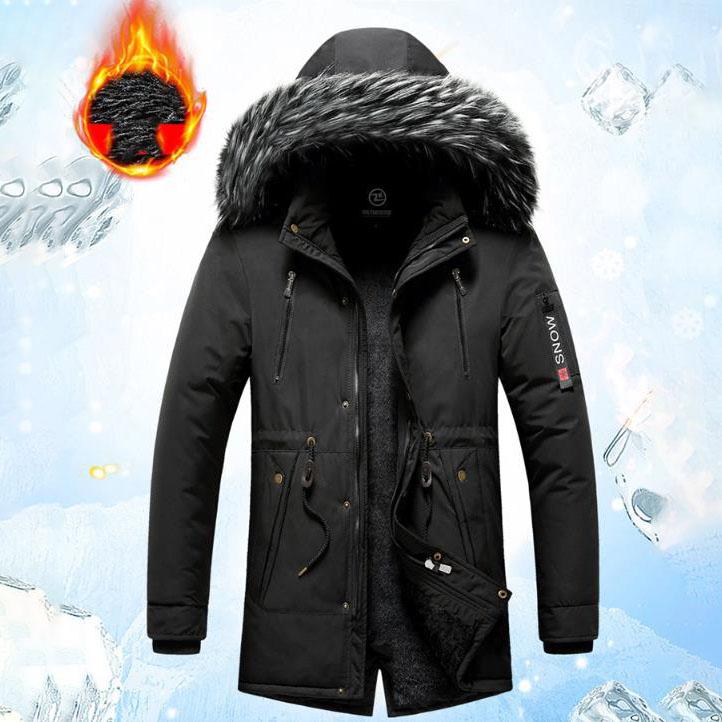 Winter Men Warm Jacket Men Cotton Windproof Casual Parkas Jacket Coat Fur Collar Outwear