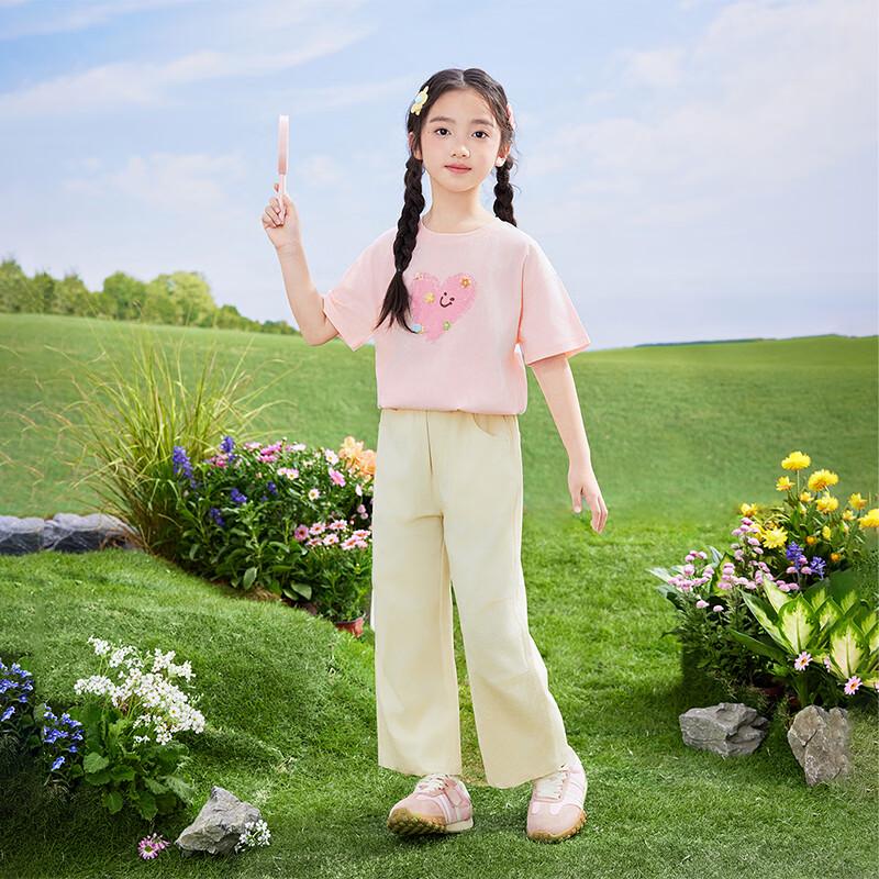 Girls' Pure Cotton Love Print Short Sleeve T-Shirt