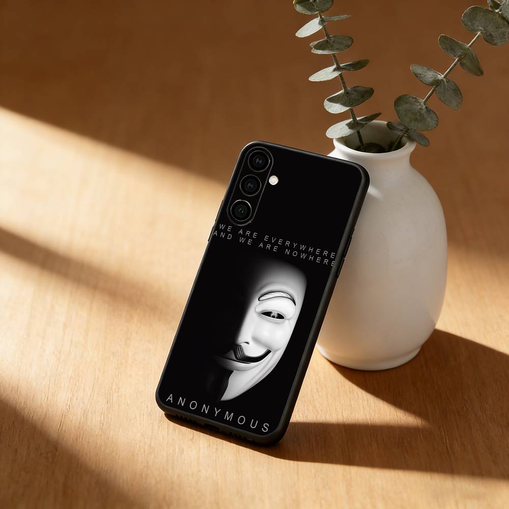 A-Anonymer Hacker Handyhülle für Samsung Galaxy A91,80,73,72 ,71,53,52,32 ,31,22,21s,20,Weiche Schwarze Hülle