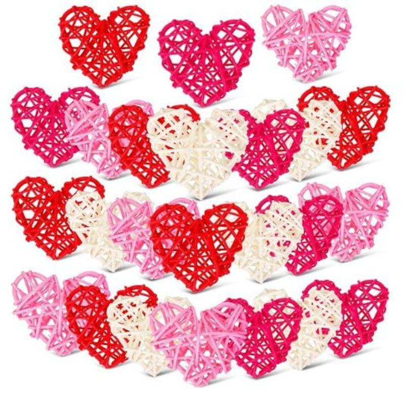 Valentine's Day Heart-shaped Rattan Ball Decoration, Vase and Bowl Filling, Decoration for Props, Window Decoration,  Decor