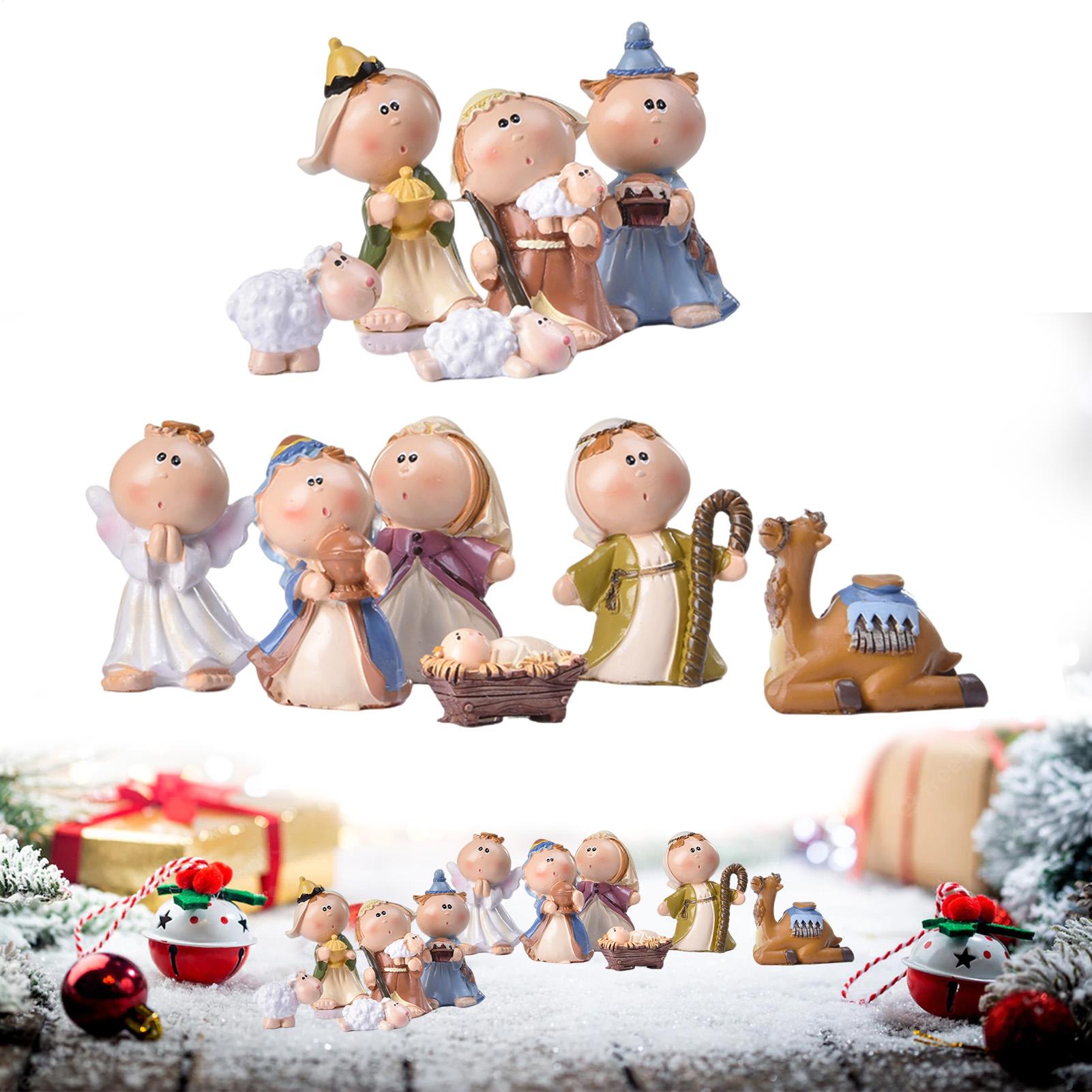 11 шт. Набор Рождественской Вертепа Миниатюрный Вертеп Статуэтки из Смолы Товары для Праздничной Вечеринки Коллекция Подарки CN