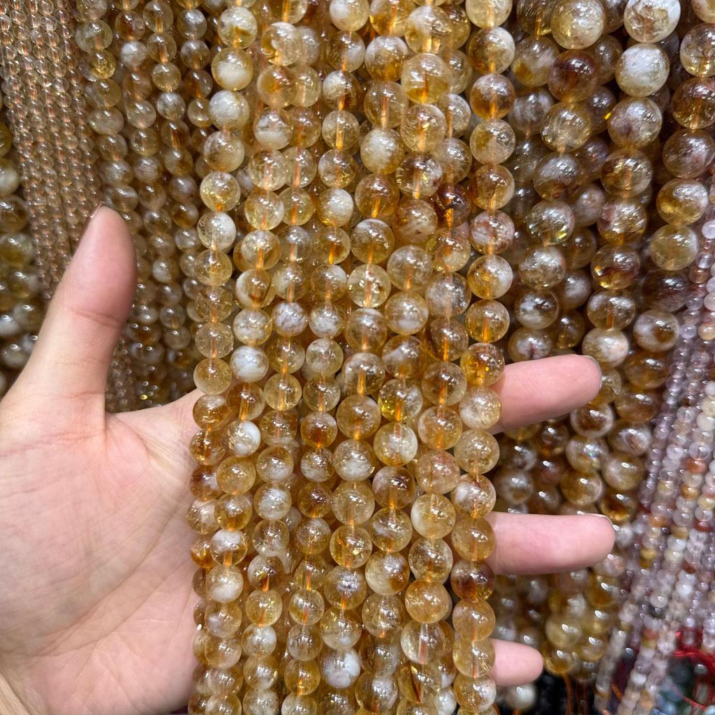 Gelber Citrin & Grüner Rutilquarz Kristall Runde Perlen für DIY Schmuckzubehör
