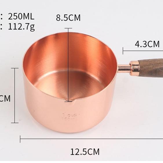 In-Stock Rose Gold & Walnut Wood Handle Measuring Spoons and Cups Set