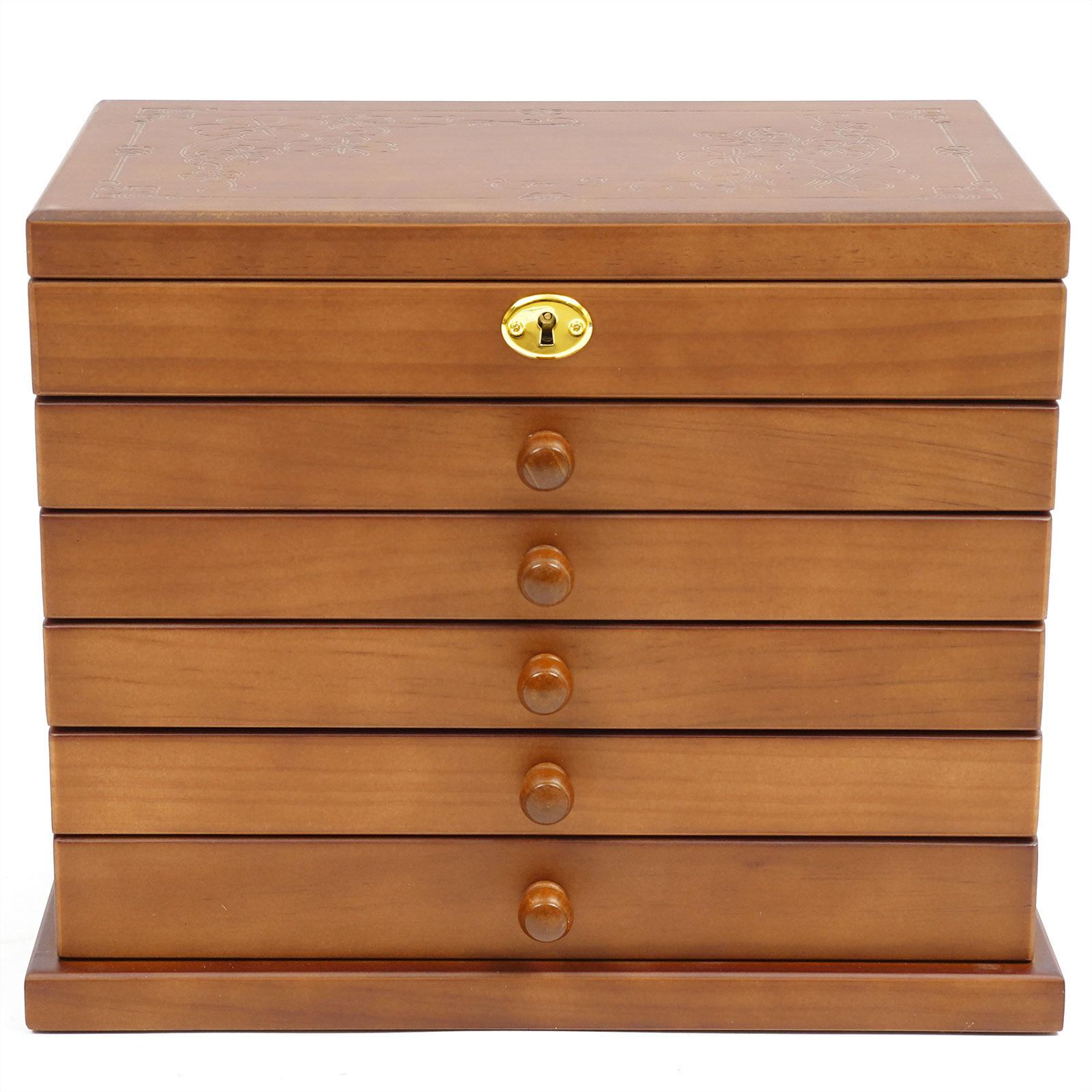 

Деревянная коробка для хранения подарков, шкатулка для драгоценностей, коробка для хранения ювелирных изделий с зеркалом и замком для ювелирных изделий, колец, ожерелий и часов коричневый