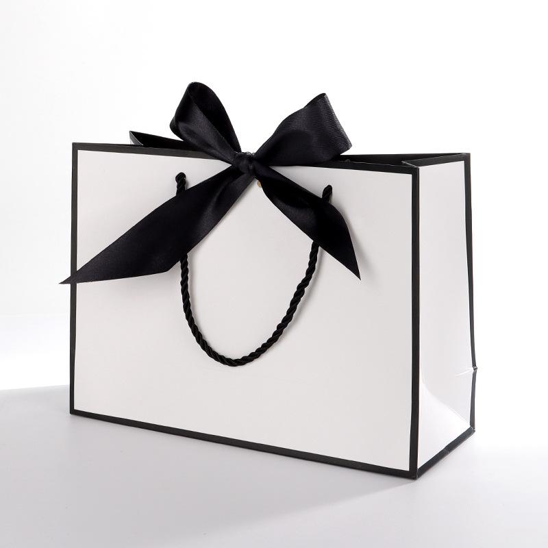 Handbag with Bow Ribbon - Gift, Shopping, and Makeup Paper Bag