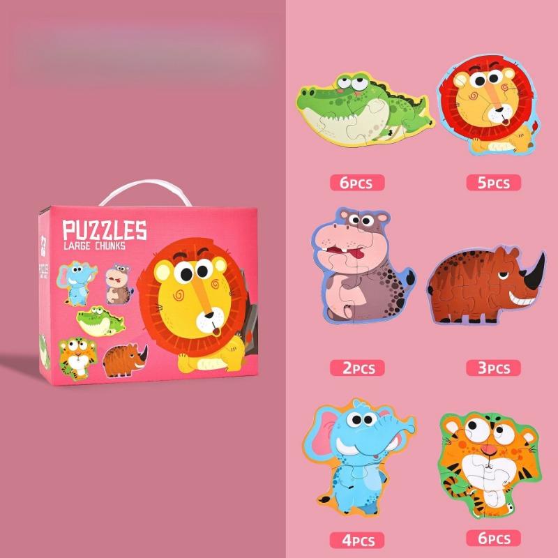 1PACK Children's 6-in-1 Portable Large Piece Puzzle Baby 3 to 6 Years Old Gift Box Early Education Educational Toys