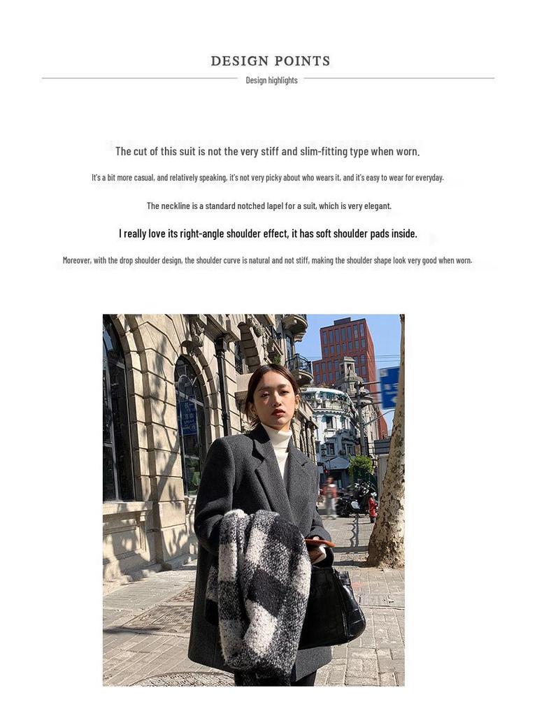 Women's Plus Size Retro British Woolen Suit Jacket - Winter 2026 New Style