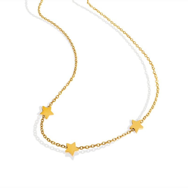 Simple Ladies Fashion Handmade Chain Jewelry, Alloy Star Pentagram Short Necklace Collarbone Chain