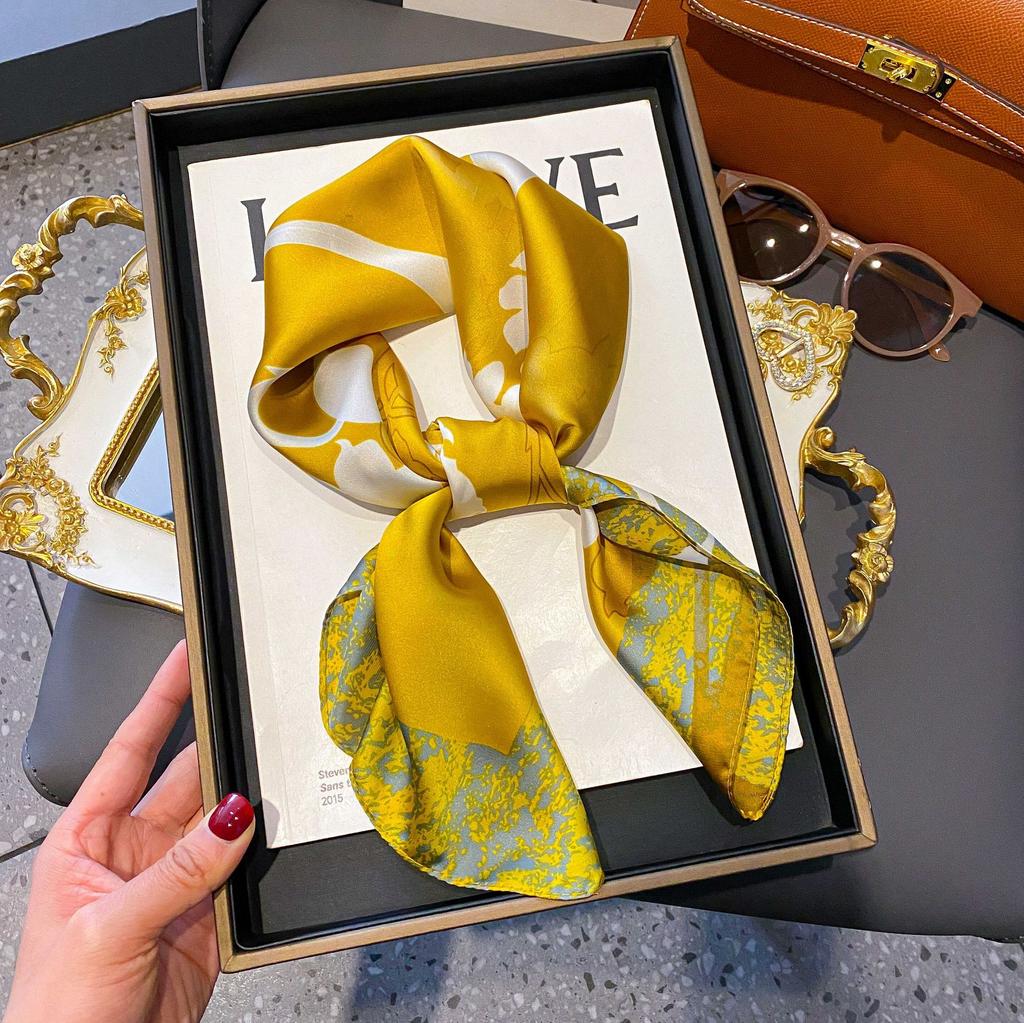 Small Silk Scarf Women'S Versatile High-End Decorative Square Scarf Professional Small Scarf Simulation Silk Korean Version Streamer Bag