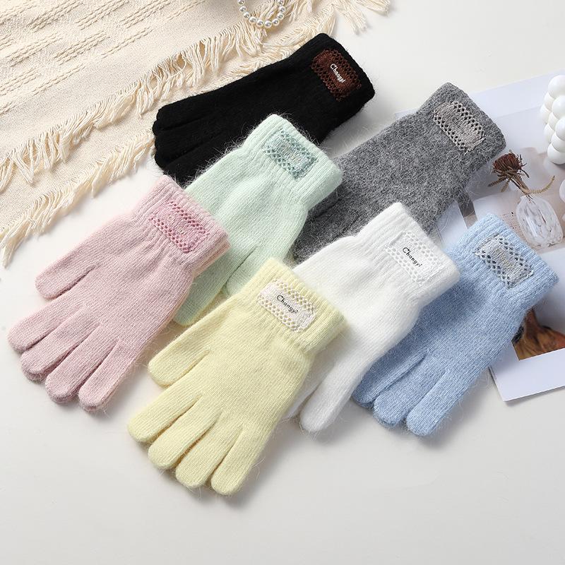 Women's Winter Warm Plush Knitted Fingerless Touchscreen Gloves in Candy Colors