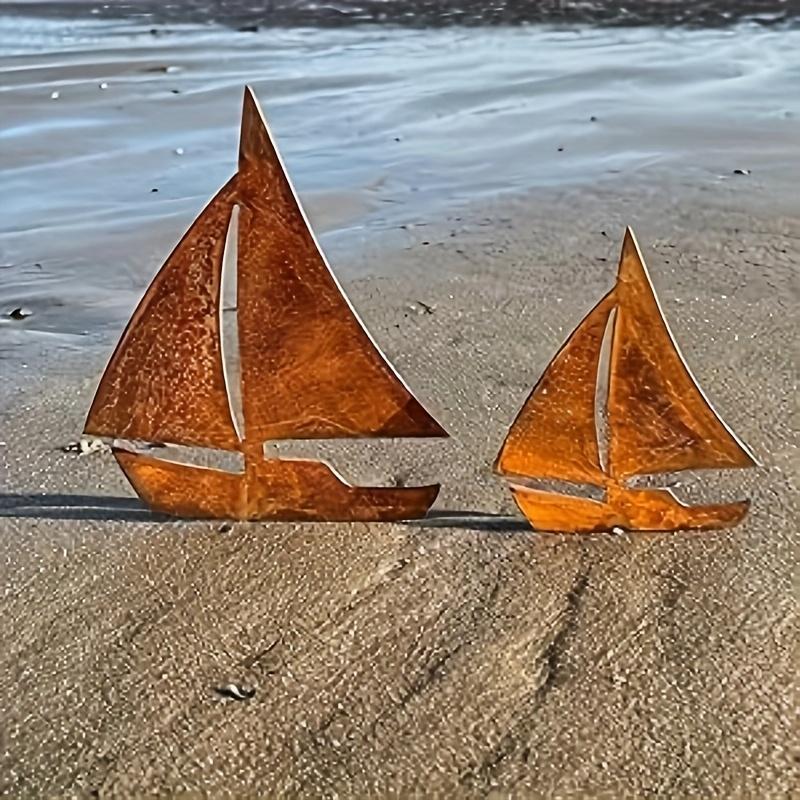 

2Pcs 3D Garden Decorations, Metal Sailboat Garden Ornaments, Vintage Brown Rusted Ship, Perfect for Ocean-Themed Outdoor Decorations