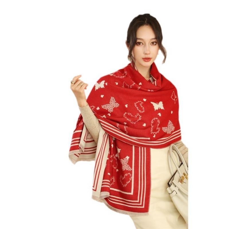 New Versatile Imitation Cashmere Scarf Women's Autumn and Winter High-end Temperament Jacquard Shawl Scarf Dual-purpose
