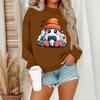 Women's Casual Fashion Round Neck Long Sleeve Halloween Printed Sweatshirt