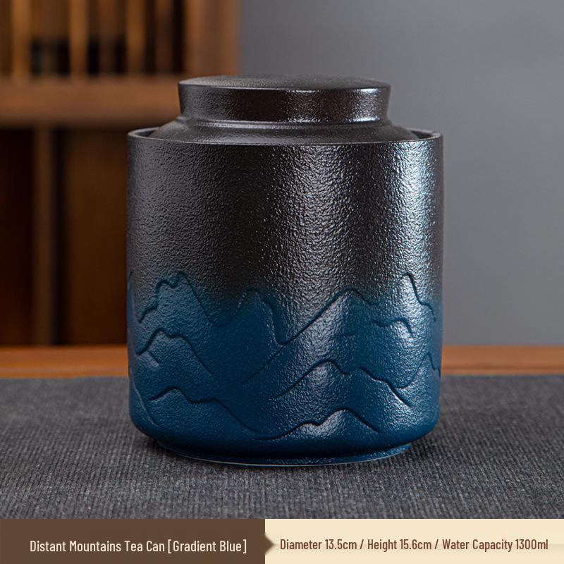 Large Ceramic Tea Storage Canister for Red, Green, Longjing, Biluochun, and Pu'er Tea - Half Jin Capacity