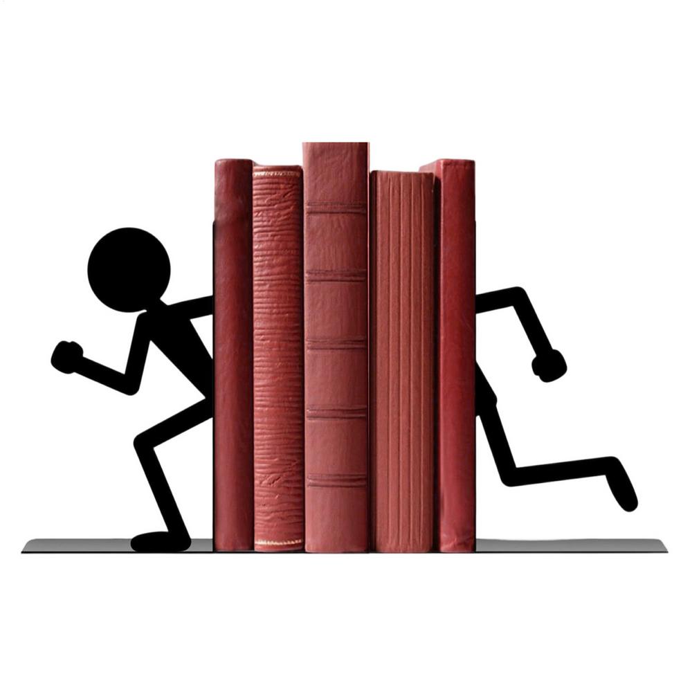 Book Ends Human-Shaped Metal Stopper Divider Black Ends To Hold Books For Women Men Office School Supplies Shelves Bookshelf