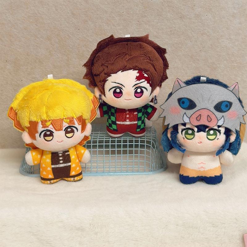 10cm Anime Demon Slayer Kimetsu No Yaiba Plush Kamado Tanjiro Agatsuma Zenitsu Hashibira Inosuke Tomioka Giyuu Pendant Doll Toys Cuddly Stuffed Fluffy