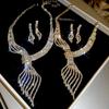 French Court Style Rhinestone Earring & Necklace Set - High-End Light Luxury Design with Clavicle Chain