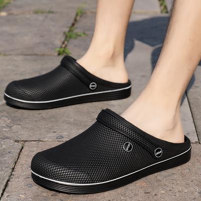Large Size Hole Shoes Men'S Non-Slip Trend Outer Wear Sandals Platform Outdoor Chef Two Wear Bag Head Slippers Men