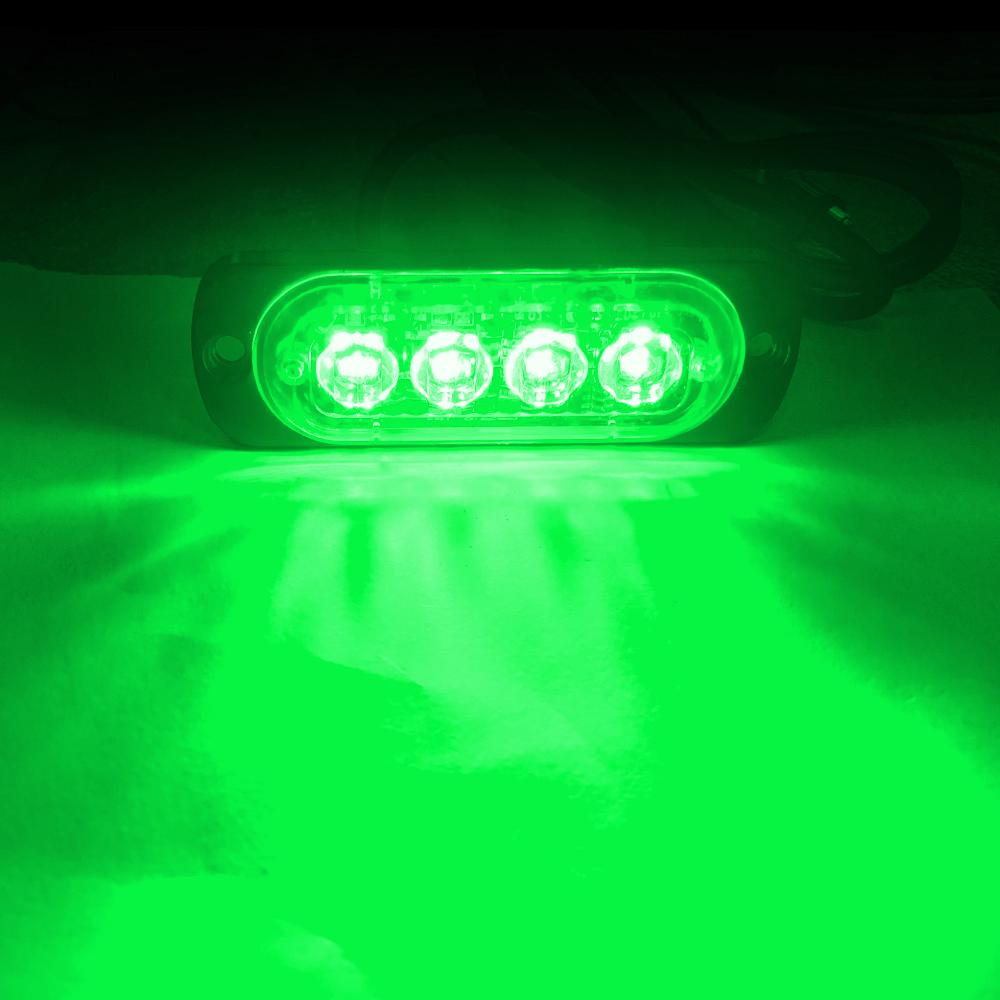 

4LED Car Strobe Warning Light Emergency Lamp Flash Grille Signal light Police Breakdown Trailer Amber Yellow for Truck 12v 24V 1 piece зелёный