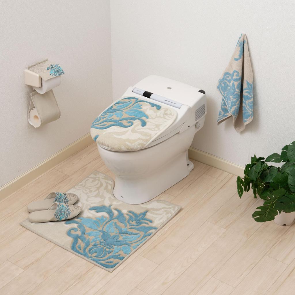 Senko DECORMUSEE Samira Toilet Lid Cover with Adhesive Compatible with Regular and Cleaning Floral Antibacterial and Made in Product Number 31904