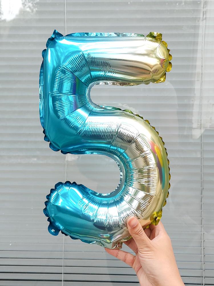 16-tums Regnbågsfärgad Sifferballong för Baby's Första Födelsedag eller Jubileumsfirande Dekorationer