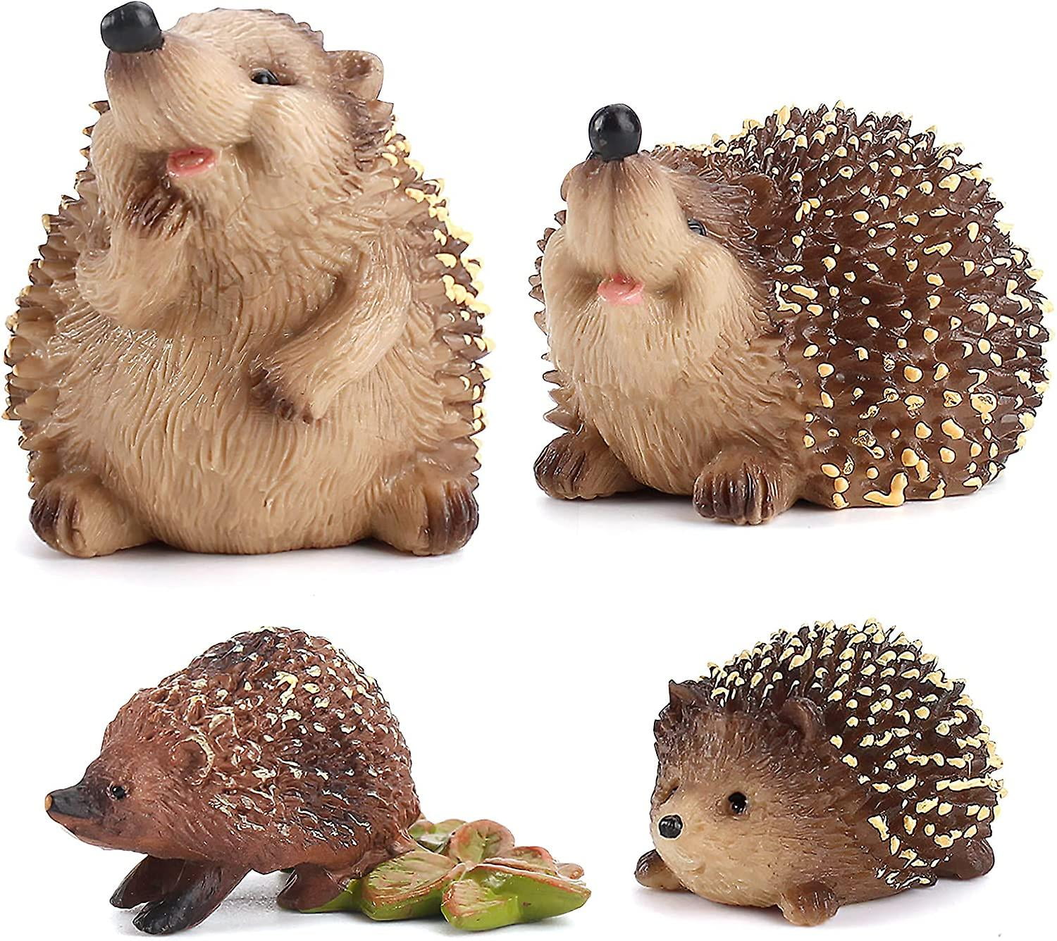 Set Of 4 Hedgehog Figurines, Garden Ornaments, Outdoor Yard Decor, Unique Decoration For Outdoor, Yard, Lawn, Patio, Garden