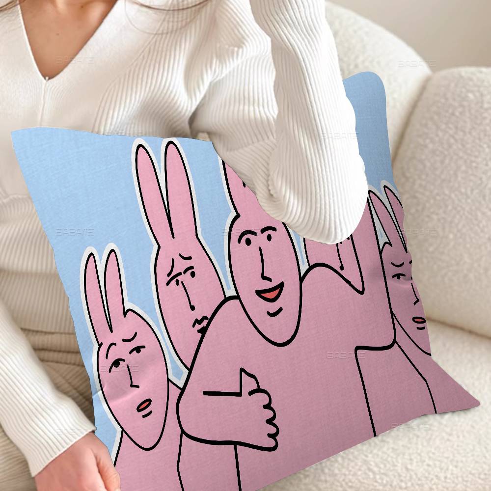 My FFriend Pink Rabbit Funny Anime Pillow Gift Home Office Decoration Bedroom Sofa Car Cushion Cover Case x