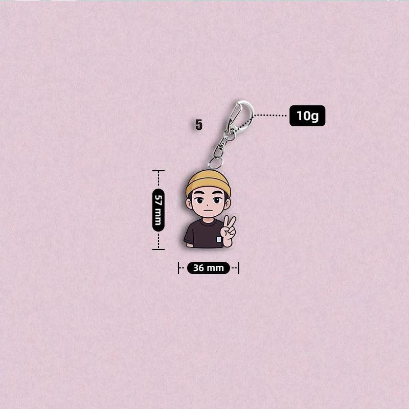 7pcs BTS Casual Outfit Cartoon Keychain, Bangtan Boys Daily Style Cartoon Figure Keyring, Kpop Idol Bag Pendant for ARMY Fans
