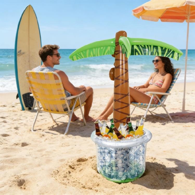 Easy To Carry Inflatable PVC Coconuts Tree Featuring Large Ice Storage For Outdoor And Pool Parties