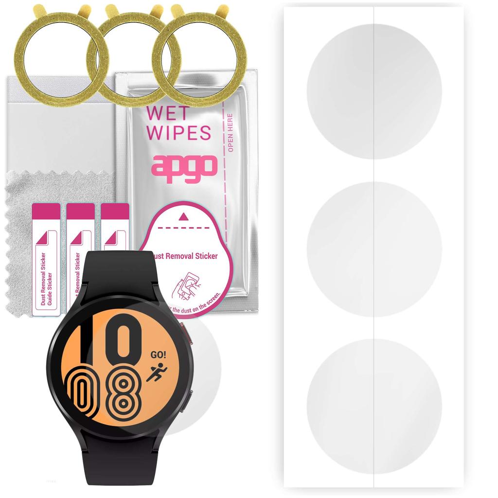 3x apgo Hydrogel Screen Protector pro Samsung Galaxy Watch4 44mm, hydrogelová fólie, s polohovací vrstvou snadná instalace