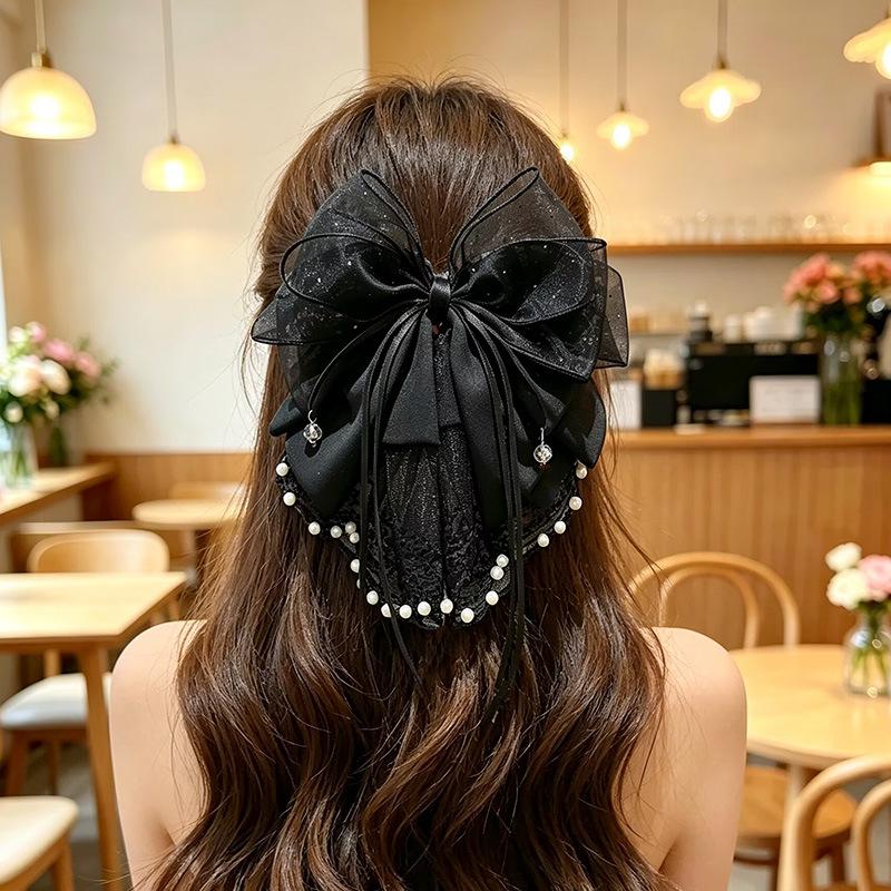 Handgefertigter Chiffon-Haarclip mit floraler Schleife für voluminöses Haar