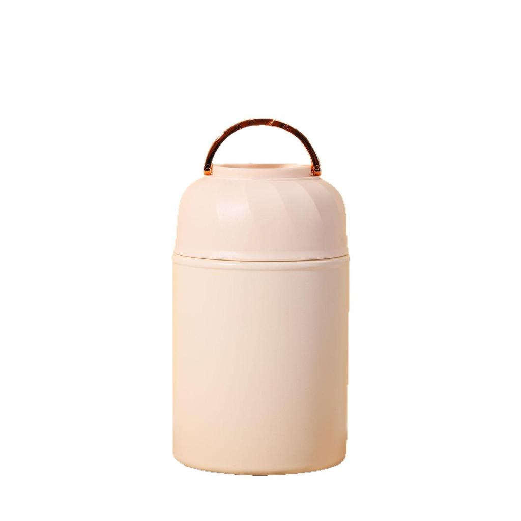Thermal Cooker Set: Solid Color Insulated Lunch Box & Stainless Steel Spoon