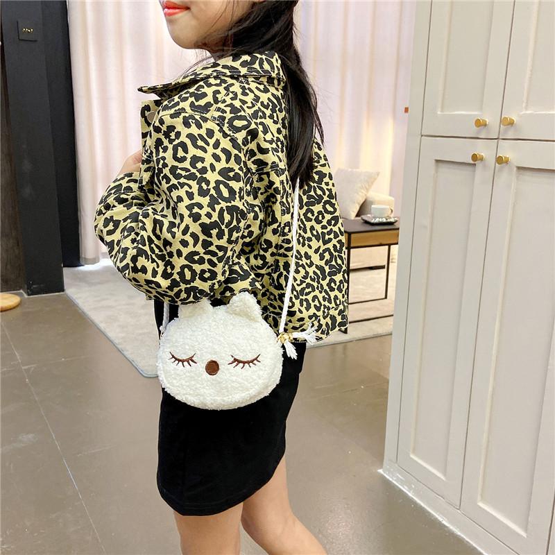 Cute Plush Children Shoulder Bag Cartoon Small Cat Fleece Coin Purse for Baby Girls Fashion Messenger Bag Kids Birthday Gifts