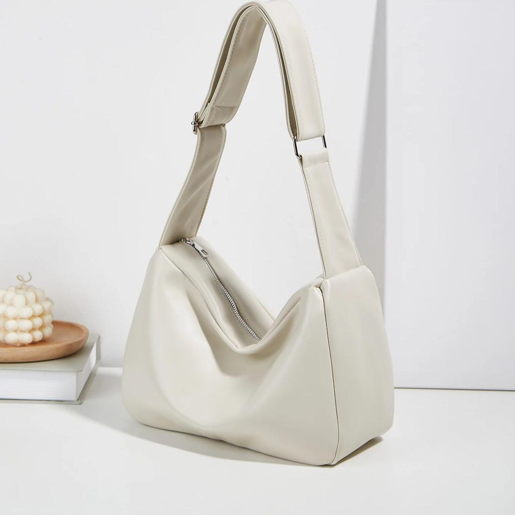 Soft Leather Feminine Bag Lazy Wind Wide Shoulder Strap Versatile Messenger Bag Simple Fashion New Premium Durable