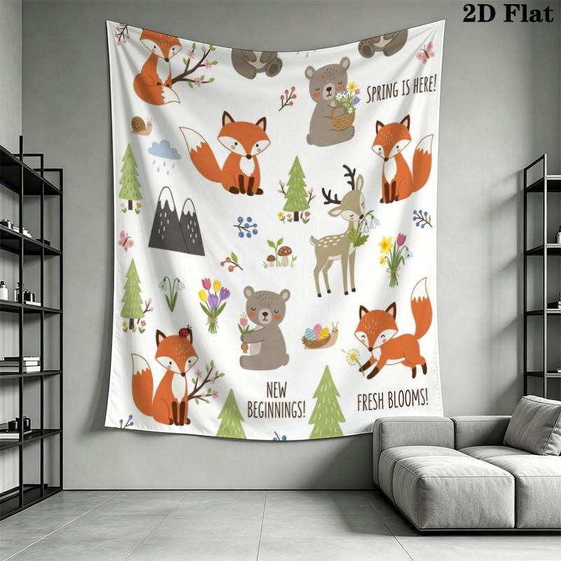 Cute Cartoon Wall Tapestry Aesthetic Wall Hanging Printed Fabric Blanket Decorative Tapestries for Bedroom Living Room Home Decor