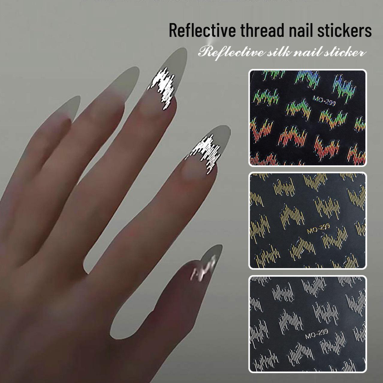 

Reflective Silk Nail Art Stamps: 2024 3D Line Decals