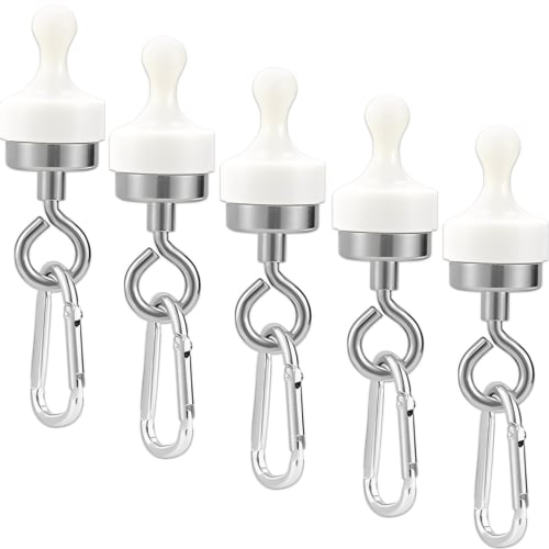 fogman Camping Magnetic Hooks, Lantern Hooks with Carabiners, Set of 5 (White)