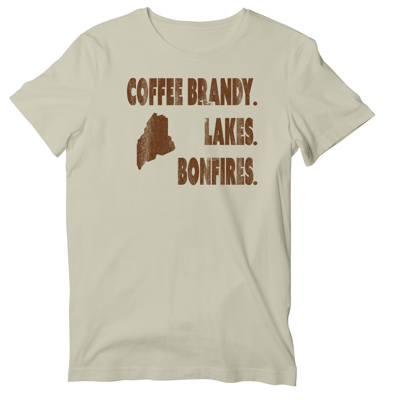 Coffee Brandy. Lakes. Bonfires. Short Sleeve Unisex T-Shirt, Party In Maine Tee S разноцветный