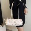 Pleated Bow Shoulder Bag Cartoon Print Cloth Underarm Bags All-match French Stick Handbag School