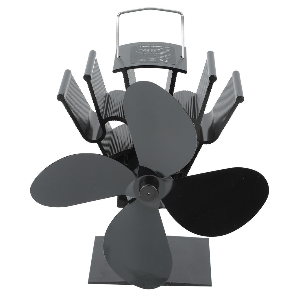 Heat Powered 4 Blade Fireplace Stove Fan Wood Log Burner Fan for Home Heat Circulation