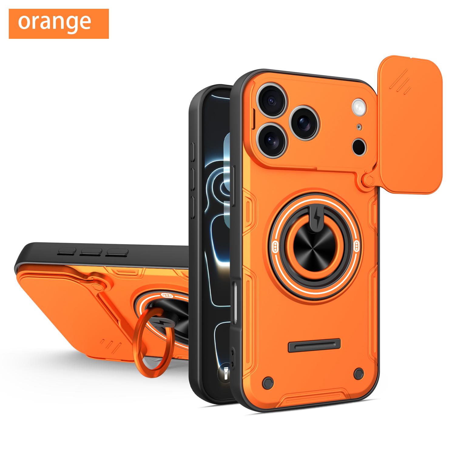 For iPhone 16 17 Pro Max Case IPhone 17 Pro Cover 16 pro Magnetic Armor Shockproof Ring Holder Case Magsafe Wireless Charge Phone Cover iPhone 16 оранжевый