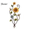 Weather Resistant Outdoor Sign Sunflower Bee Wall Art Decor, 2D Flat Floral Hanging, Country Garden Pastoral Style Hanging Flower Ornament for