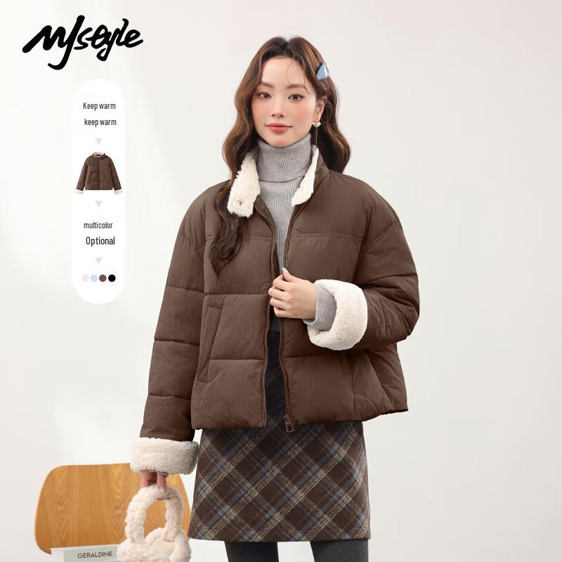 MJ STYLE Women's Stand Collar Short Puffer Jacket