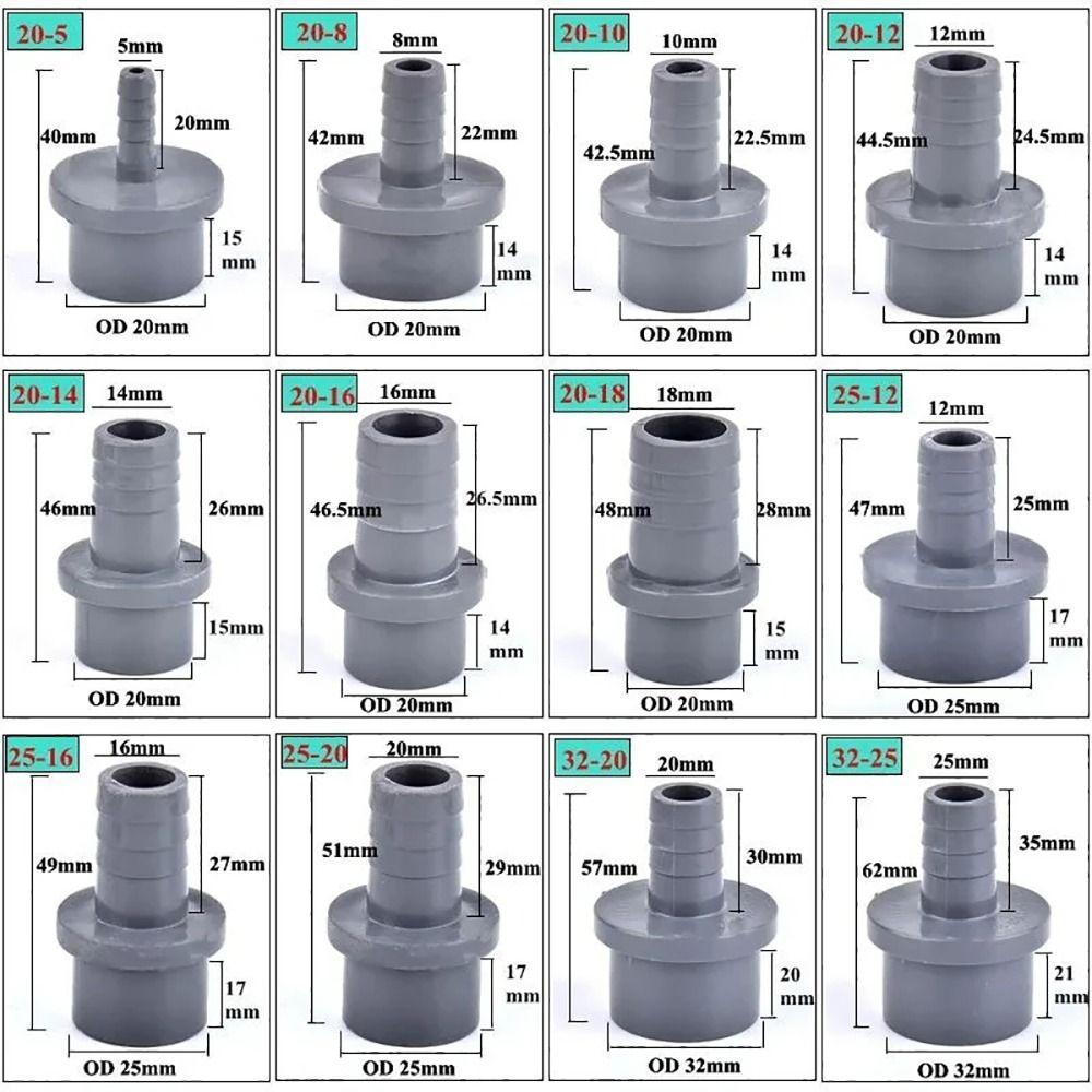 5Pcs Soft PVC Pagoda Connector 20/25/32mm to 8-25mm Pipe Joint Fittings for Aquarium Fish Tank