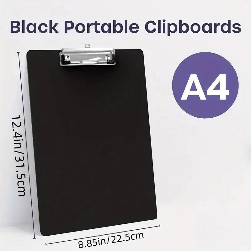 7 Pieces Black Plastic Clipboards And A4 Clipboard Folders, Essential Supplies for Offices And Classrooms