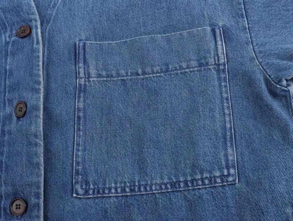 Europejska & Amerykańska Damska Moda Jeansowa Koszula z Obniżonymi Ramionami i Kołnierzem