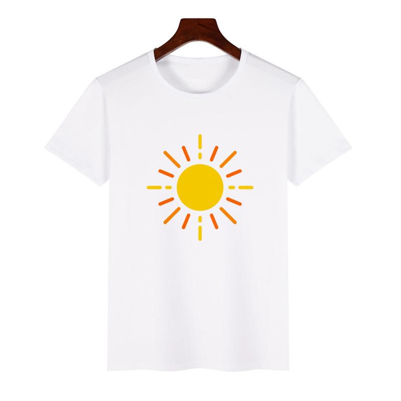 Trendy ShortSleeved Unisex Tshirt Sun Pattern Print Casual Polyester ParentChild Matching Summer Fashion Top for Boys Girls