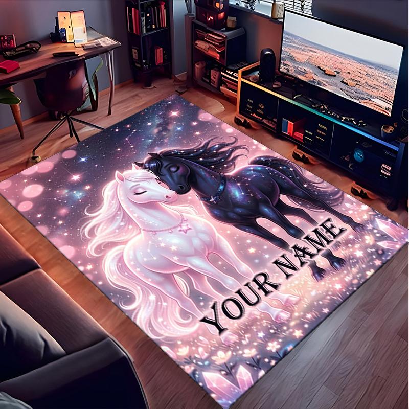 1PC Custom Name "Unicorn Fantasy Night Sky" Theme Floor Mat Ideal for Living Room, Game Rooms, Office, Bedroom,Floor Mat Playful Design