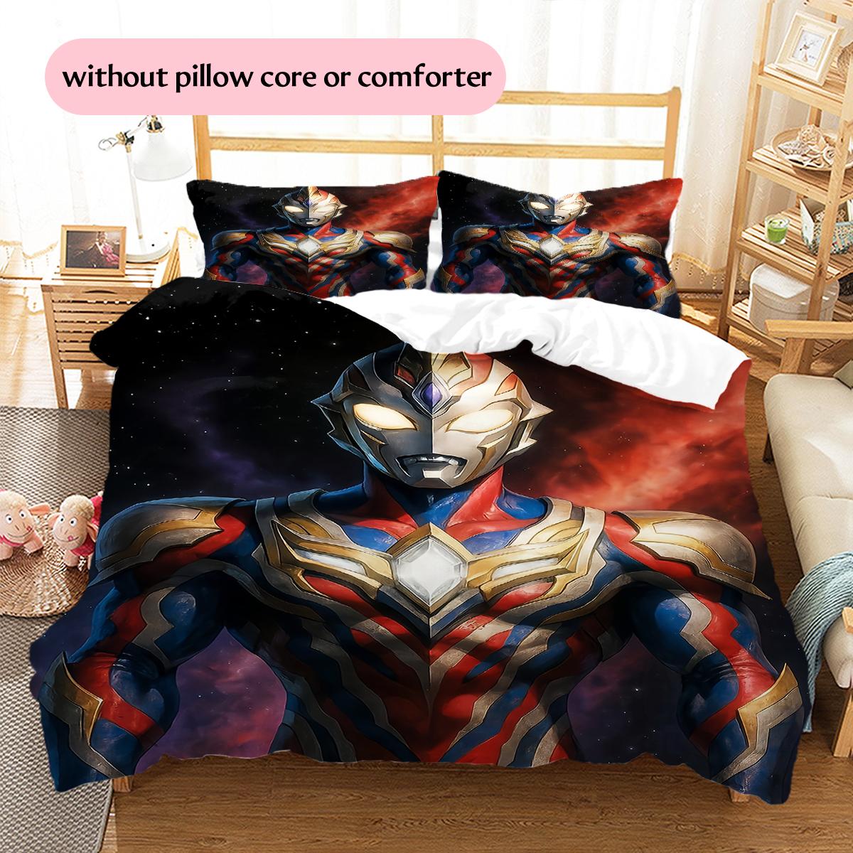 

Ultraman illustrations Pattern Bedding Quilt Set Home Decoration Gift (1 * duvet cover + 2 * pillowcase without core) 135x200cm